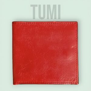 Tumi Bold Red Leather Bifold Wallet